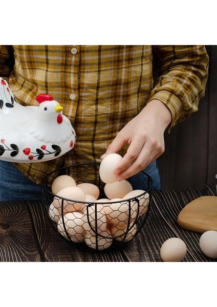 Tavuk Şeklinde Demir Yumurta Sepeti (Yurt Dışından)