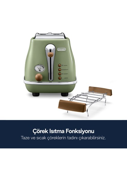 Icona Vintage İki Dilim Ekmek Kızartma Makinesi CTOV 2103.GR modelleri