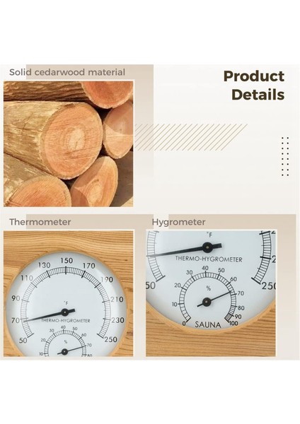 Ahşap Sauna Higrotermografı, Sauna Termometresi ve Higrometresi, Iç Mekan Nem Sıcaklık Ölçümü Sauna Odası (Yurt Dışından) indirimleri