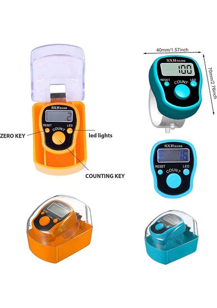24PACK Dijital Taksitli Parmak Tezgahı LED Renkli 5 Basamaklı Elle Tutulan Sayaç LED Işığı Taşıma Yüzüğü (Yurt Dışından) fırsatları