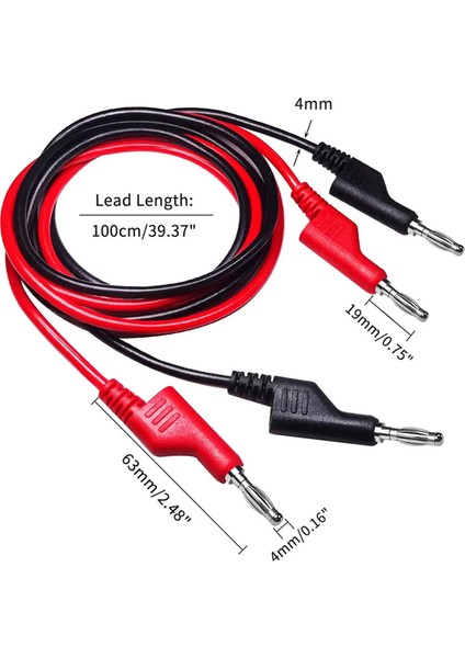 P1036 5pcs 4mm Bakır Muz Fişi Muz Fiş Multimetre Test Uçları Yumuşak Pvc Kablosu 1m Tel 1000V 15A (Yurt Dışından) indirimleri