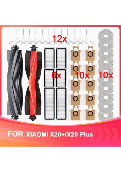Xiaomi Için X20+/X20 Artı Parça Aksesuarları Ana Yan Fırça Hepa Filtre Paspas Bez Toz Torbası Yedek (Yurt Dışından)