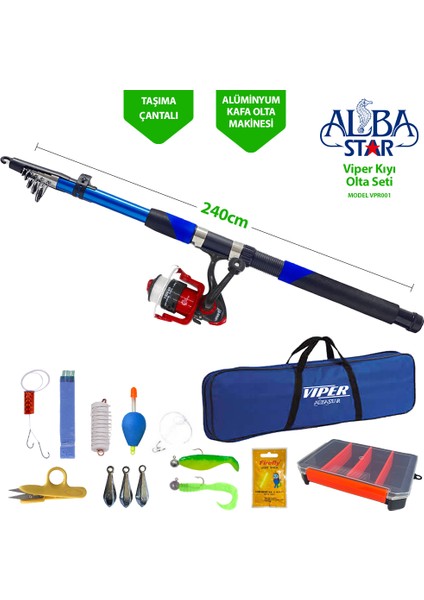 Viper Kıyı Olta Seti 210 cm 50-100 g – Maksimum Atış Mesafeli, Alüminyum Kafalı, Ergonomik Saplı Model VPR001