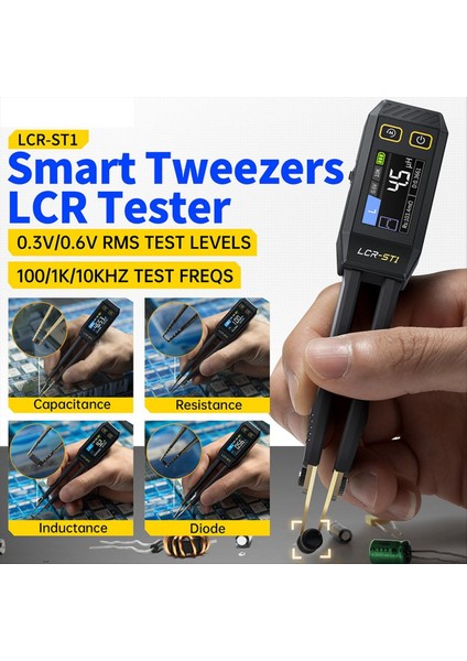 Fnirsi Lcr-St1 Mini Akıllı Tweezer Lcr Smd Esr Test Cihazı Direnç Kapasitans Endüksiyon Süreklilik Diyot Ölçüm Testi (Yurt Dışından) modelleri