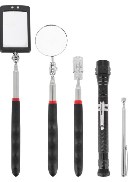 5pcs Manyetik Pick-Up Aracı Seti Teleskop Pikap Çubukları 360 Döner Muayene Aynası Manyetik El Feneri (Yurt Dışından)