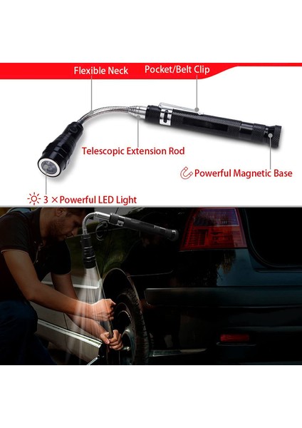 5pcs Manyetik Pick-Up Aracı Seti Teleskop Pikap Çubukları 360 Döner Muayene Aynası Manyetik El Feneri (Yurt Dışından) indirimleri