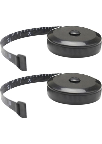 Vücut Ölçüm Bandı Için 2x Bant Memperi Dikiş Terzi Için Vücut Bezi Ölçüm Bandı (Geri Çekilebilir Çift Taraflı Siyah) (Yurt Dışından)