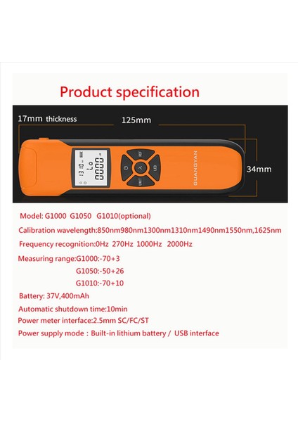 2x Guangyan G10 Optik Güç Ölçer Yüksek Hassas Fiber Optik Kablo Test Cihazı Ftth -70 -6dbm Opm Fc/sc/st Power Metre (Yurt Dışından) fırsatları