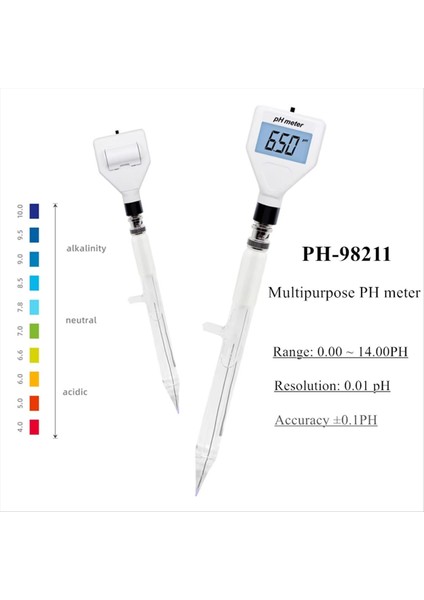 PH-98211 Dijital Çok Amaçlı Ph Metre Astıder Meter Ph Test Cihazı Beyaz Arka Işıklı Toprak Ölçer Test Cihazı (Yurt Dışından) fırsatları