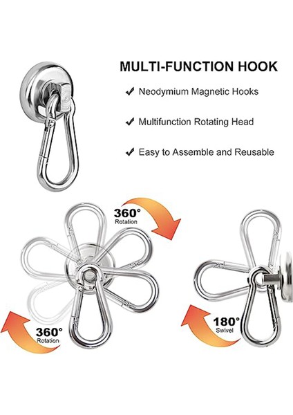 6 Paket Manyetik Kancalar, Döner Karabin Kancalı, Gümüş Olan Ağır Hizmet Tipi Neodimyumu Manyetik Kancalar (Yurt Dışından) indirimleri