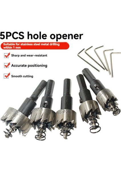 5pcs Yüksek Hızlı Çelik Delik Açıcı Elektrikli Matkap Alet Seti Özel Metal Delik Açıcı Gümüş (Yurt Dışından) fiyatları