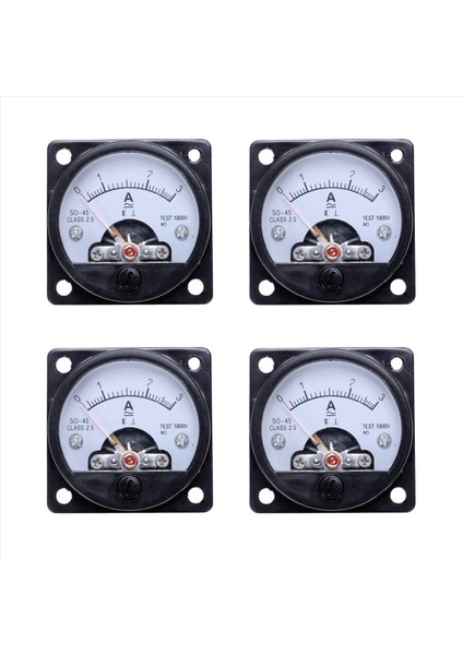 4x Ac 0-3A Yuvarlak Analog Panel Ölçer Akım Ölçüm Ampermetre Gösterge Siyah (Yurt Dışından)