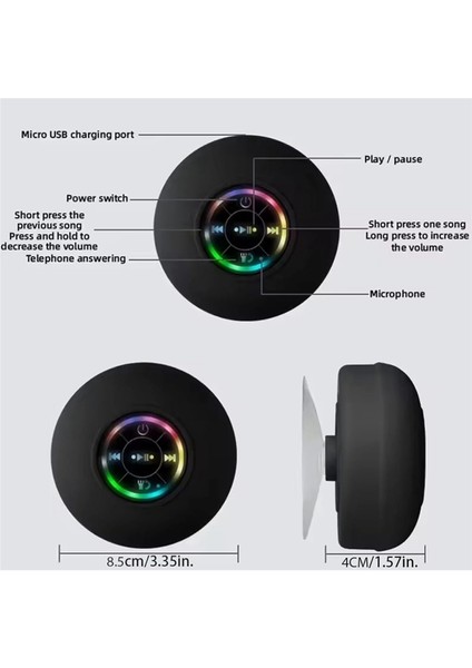 Duş Hoparlör Mini Bluetooth Duş Hoparlör Su Geçirmez Mini Portatif Duş Hoparlör Açık Hoparlör Için LED Işık (Yurt Dışından) modelleri