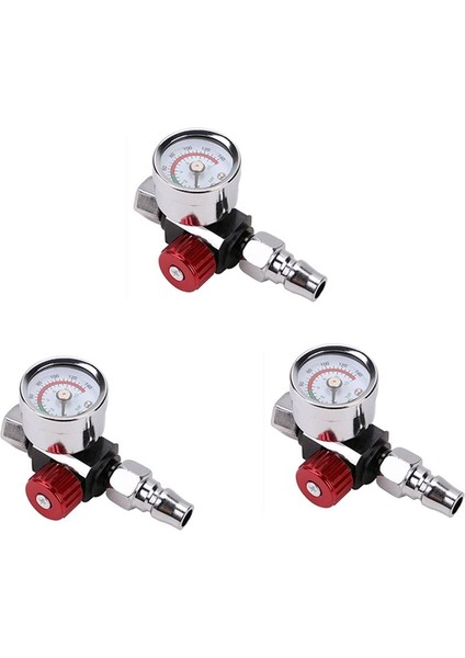 3pcs Yüksek Kaliteli Boya Püskürtücü Hava Regülatörü Basınç Göstergesi ve Adaptör Pnömatik Hava Basınç Regülatör Basınç Göstergesi (Yurt Dışından)