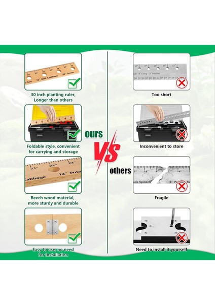 30 Inç Ahşap Bitki Cetveli Delikli Katlanabilir Tohum Ekim Cetveli Taşınabilir Bahçe Cetveli Nakli Maşa (Yurt Dışından) fiyatları