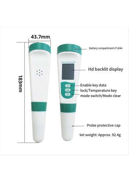 5 In 1 Tds Metre Ph Test Cihazı Ph/tds/ec/tuz/temp Test Merkezi IP65 Su Geçirmez Ppm Metre Içme Suyu Için Su Test Cihazı (Yurt Dışından) fiyatları