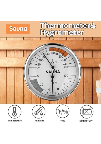 Sauna Termometresi 2&#39 Si 1 Arada Fahrenheit Termometre Higometresi Sauna Odası Iç Mekan Nem Sıcaklığı Monitörü (Yurt Dışından) modelleri