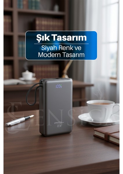 10000MAH 22.5W Süper Hızlı Şarj Powerbank - LCD Ekranlı, Type-C Dahili Kablo, 3 Cihaz Şarj Dest fırsatları