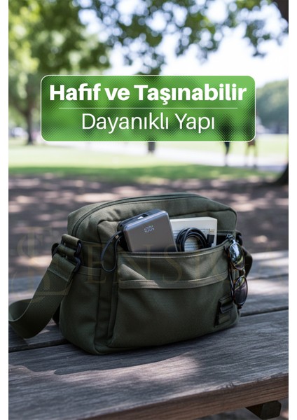 10000MAH 22.5W Süper Hızlı Şarj Powerbank - LCD Ekranlı, Type-C Dahili Kablo, 3 Cihaz Şarj Dest