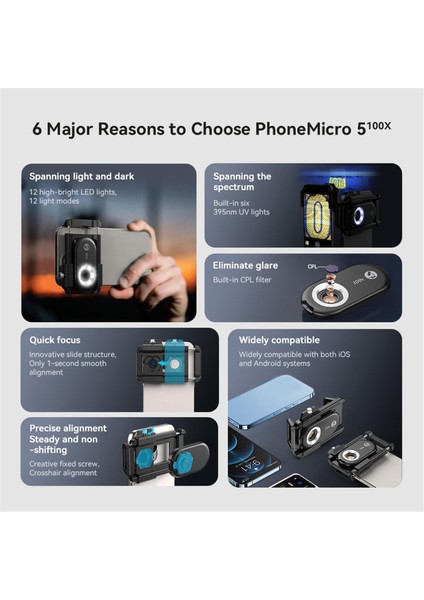 Cep Telefonu Mikroskop Lensi Cpl LED 3&#39;te 1 Makro Büyüteç Kitleri Telefon Lens 100X Için Biyolojik Mikroskop (Yurt Dışından) modelleri