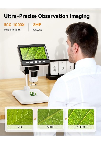 4.3 Inç Dijital Mikroskop, Yetişkinler Için Dijital Mikroskop, 8 Ajurable LED Dolgu Işıkları ile Büyütme, Telefon Onarımı Için USB Mikroskobu (Yurt Dışından) fırsatları