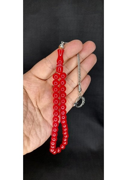 Çubuk Kehribar Tesbih Kırmızı Renk Küre Kesim T-434 fırsatları