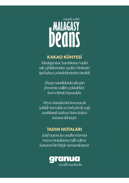 Ham Kakao Tozu | Single Origin No.836 - Madagaskar Sambriano Vadisi 115GR modelleri