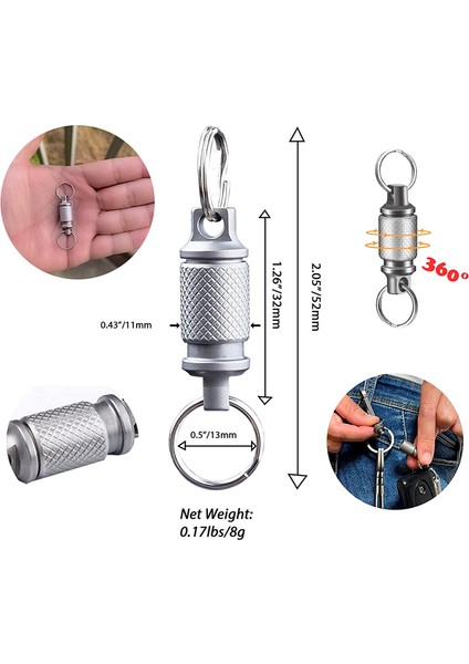 Titanyum Karabin ve Keyrings ile Hızlı Serbest Bırakma Anahtarı Seti - Gelişmiş Titanyum Döner Klips 360 Derece Rotasyon (Yurt Dışından) fiyatları