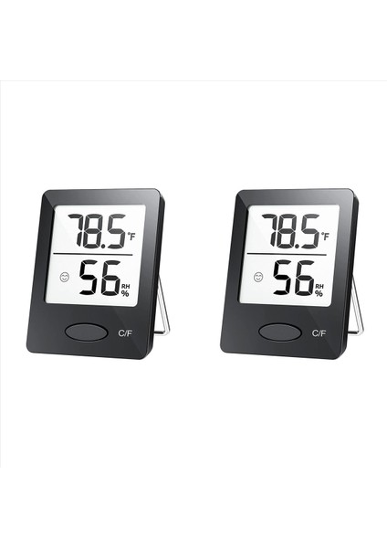 2x Kapalı Higrometre Termometresi Büyük LCD Ekranlı Oda Termometresi Ev Ofisi Siyahı Için Nem Monitörü (Yurt Dışından)