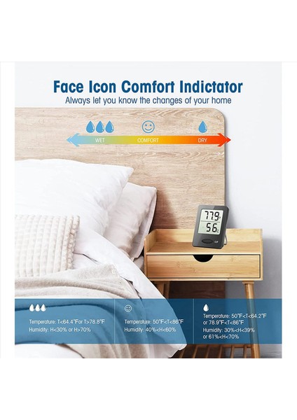 2x Kapalı Higrometre Termometresi Büyük LCD Ekranlı Oda Termometresi Ev Ofisi Siyahı Için Nem Monitörü (Yurt Dışından) fiyatları