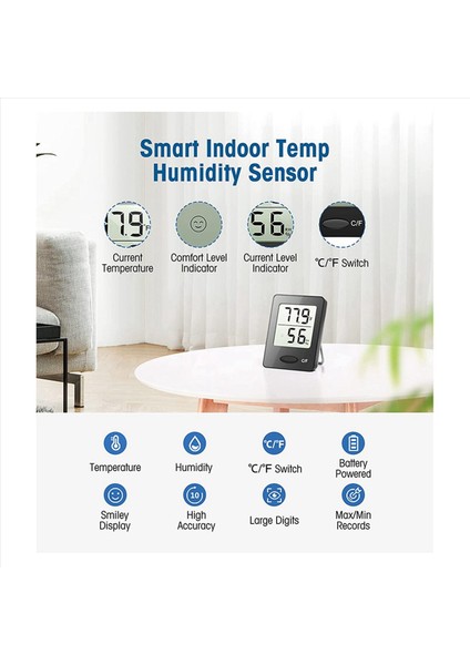 2x Kapalı Higrometre Termometresi Büyük LCD Ekranlı Oda Termometresi Ev Ofisi Siyahı Için Nem Monitörü (Yurt Dışından) modelleri