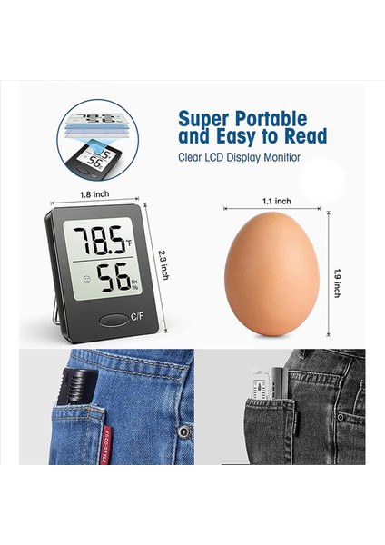 2x Kapalı Higrometre Termometresi Büyük LCD Ekranlı Oda Termometresi Ev Ofisi Siyahı Için Nem Monitörü (Yurt Dışından) fırsatları