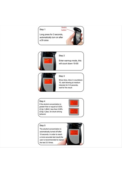 Araba Taşınabilir Nefes Alkol Test Cihazı El Breatyzer Alcotest Alkol Test Araçları Arka Işık Dijital Dijital Duı Metre (Yurt Dışından) fiyatları