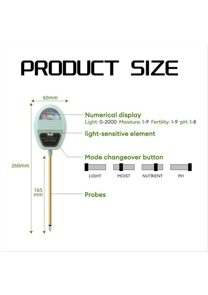 2024 4&#39 Ü 1 Arada Toprak Nem Ölçer Toprak Nemi/ışık/besin/bahçe Çim Çiftçilik Açık Bitkiler Için Ph Metre Kullanımı (Yurt Dışından) modelleri