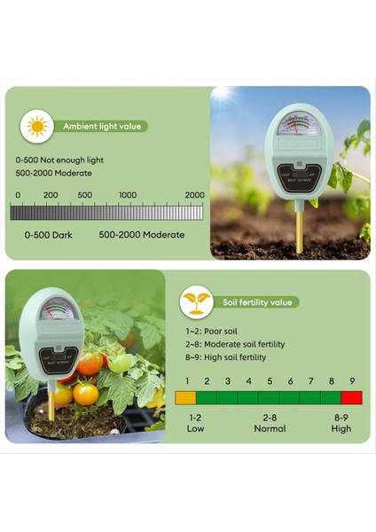 2024 4&#39 Ü 1 Arada Toprak Nem Ölçer Toprak Nemi/ışık/besin/bahçe Çim Çiftçilik Açık Bitkiler Için Ph Metre Kullanımı (Yurt Dışından) fırsatları
