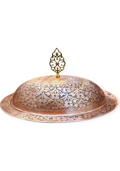 40 cm Ağır Işlemeli Bakır Kayık, Skoç Eskitme