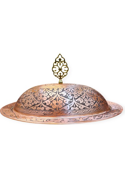 35 cm Ağır Işlemeli Bakır Kayık, Skoç Eskitme