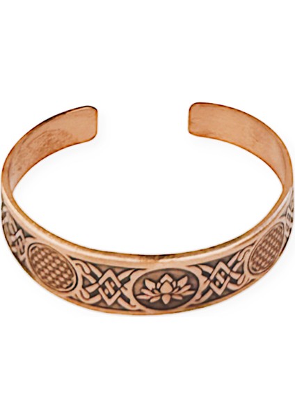 Lotus ve Yaşam Çiçeği, Derin Kazıma Bakır Bileklik fiyatları