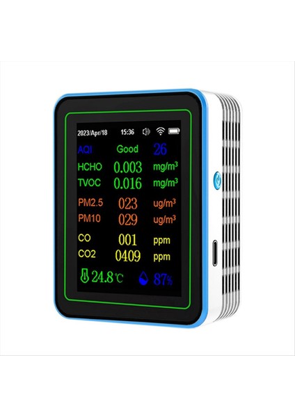 Tuya Wifi 12 In 1 Hava Kalitesi Monitör Çok Fonksiyonlu Pm2 5 Aqi PM1O Hcho Tvoc Co Co2 Ekran Ekran Hava Dedektörü Beyaz (Yurt Dışından) indirimleri
