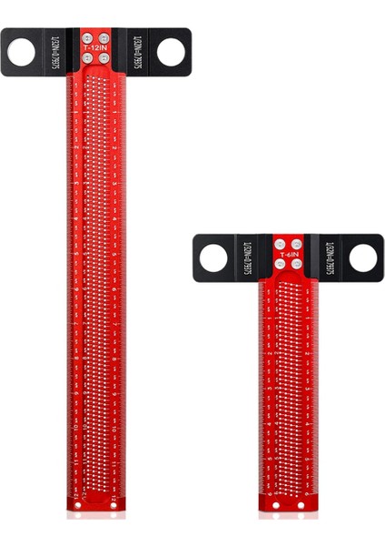 2 Adet Hassas Işaretleme T Cetvel Ahşap Işleme Scriber T Kare Cetvel 12 Inç 6 Inç Mimar Cetvel Marangoz Çalışması (Yurt Dışından)