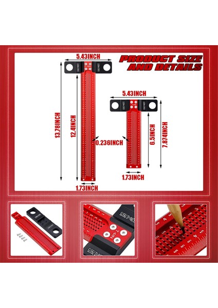 2 Adet Hassas Işaretleme T Cetvel Ahşap Işleme Scriber T Kare Cetvel 12 Inç 6 Inç Mimar Cetvel Marangoz Çalışması (Yurt Dışından) modelleri
