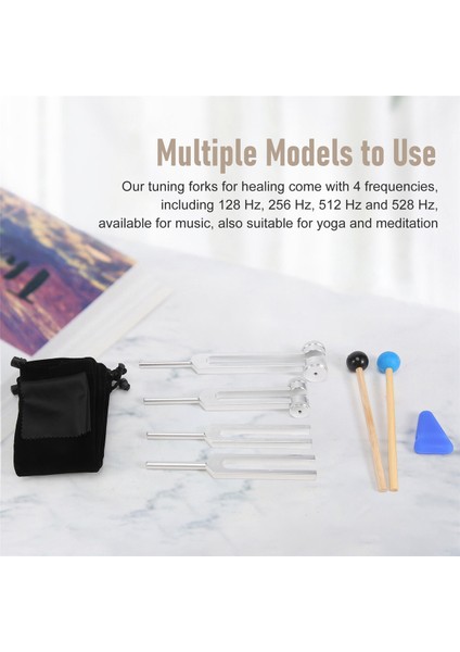 4 Ses Ses Titreşim Araçları Için Ayar Çatallı Ayar Çekiçli 4 Paket Ayar Çatal Seti (128 Hz, 256 Hz, 512 Hz, 528 Hz) (Yurt Dışından) fırsatları