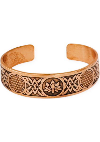 Lotus ve Yaşam Çiçeği, Derin Kazıma Bakır Bileklik fırsatları