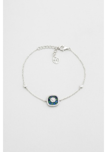 Yakamoz Gecesi 18 Ayar Beyaz Altın Kaplama 19 cm Gümüş Bileklik