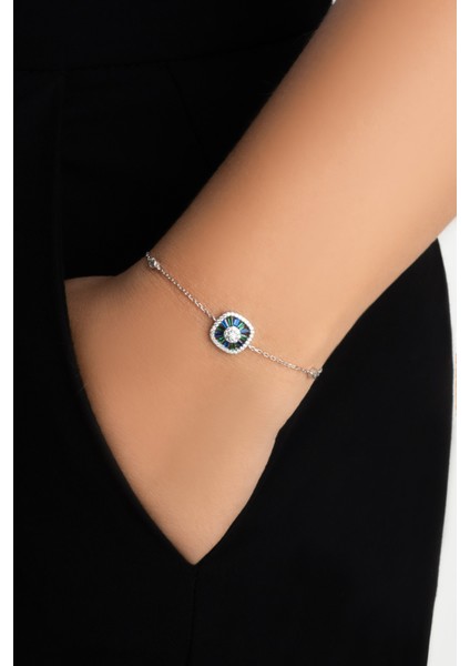 Yakamoz Gecesi 18 Ayar Beyaz Altın Kaplama 19 cm Gümüş Bileklik fiyatları