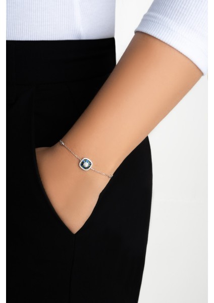 Yakamoz Gecesi 18 Ayar Beyaz Altın Kaplama 19 cm Gümüş Bileklik fırsatları