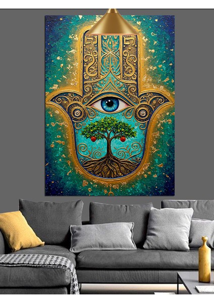 Kötü Gözden Koruyan Hamsa Eli Figürü Dekoratif Kanvas - Mdf Ahşap Tablo modelleri