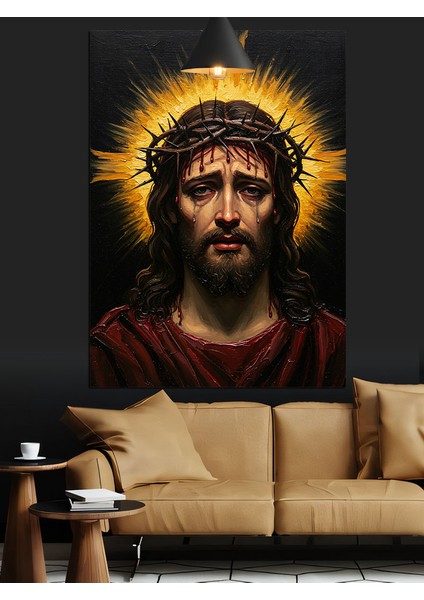 Isa Mesih'in Kutsal Yüzü Resmi Dekoratif Kanvas - Mdf Ahşap Tablo indirimleri