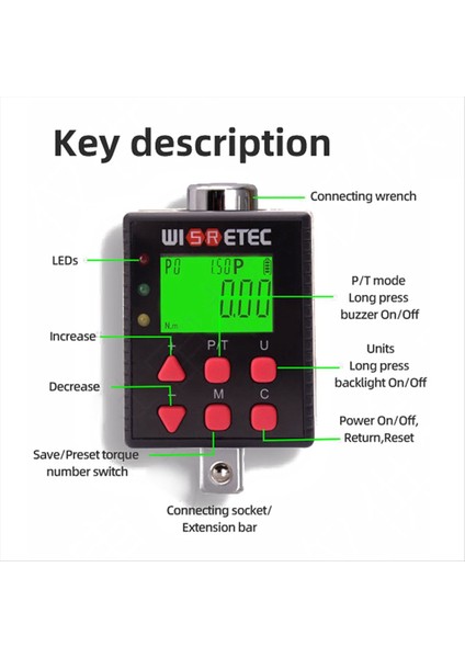Wisretec Dijital Tork Metre Dijital Arka Işık Iki Yönlü Ölçüm Iki Çalışma Modu Ayarlanabilir ADQ4-340&#39 Lar (Yurt Dışından) fiyatları
