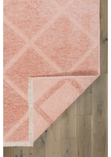 Rodney mt Çift Taraflı Yıkanabilir Premium Kalite Kilim Pamuk Dokuma Kaymaz Taban Koyu Pudra fırsatları